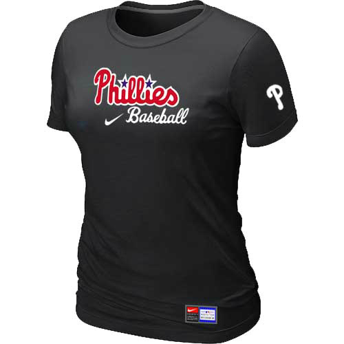 MLB Philadelphia Phillies Heathered Womens Nike Blended T Shirt Black