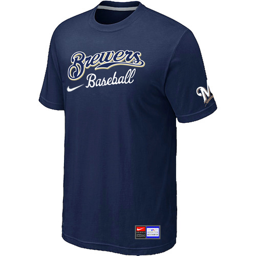 Milwaukee Brewers Nike Short Sleeve Practice T-Shirt Blue