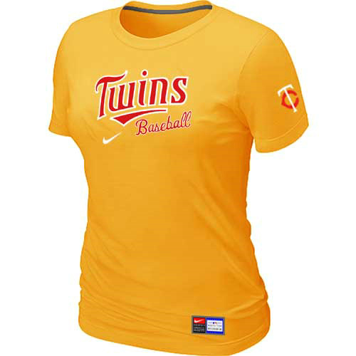 Minnesota Twins Nike Womens Short Sleeve Practice T Shirt Yellow 