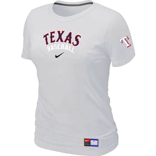 Texas Rangers Nike Womens Short Sleeve Practice T Shirt White