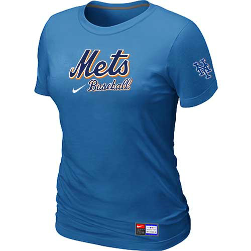 New York Mets Nike Womens Short Sleeve Practice T Shirt L-blue 