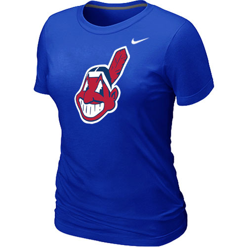 MLB Cleveland Indians Heathered Nike Blended Womens T Shirt Blue