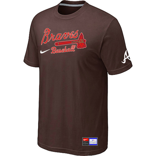 Atlanta Braves Nike Short Sleeve Practice T-Shirt Brown