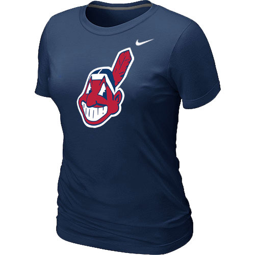MLB Cleveland Indians Heathered Nike Blended Womens T Shirt D-Blue