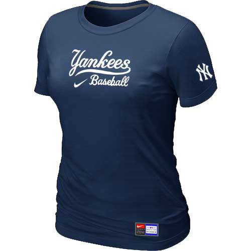 MLB New York Yankees Heathered Nike Womens Blended T Shirt D-Blue