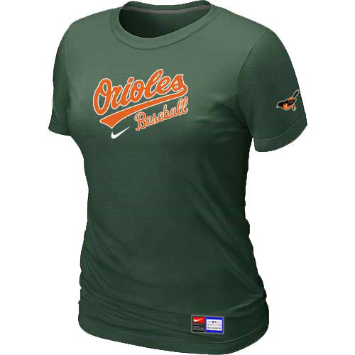 Baltimore Orioles Nike Womens Short Sleeve Practice T-Shirt Green