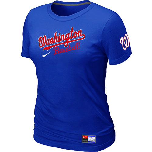 MLB Washington Nationals Nike Womens Short Sleeve Practice T Shirt Blue