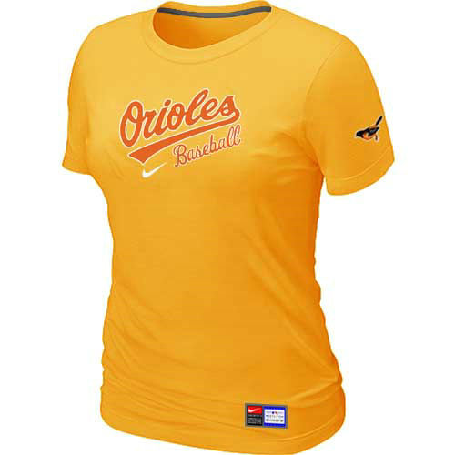 Baltimore Orioles Nike Womens Short Sleeve Practice T-Shirt Yellow