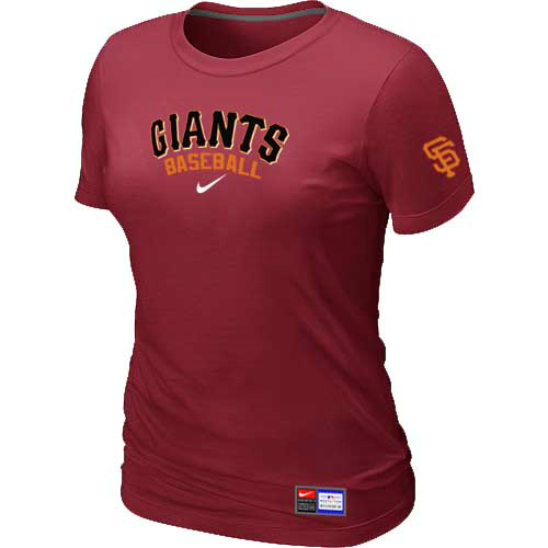 MLB San Francisco Giants Heathered Nike Womens Blended T Shirt Red