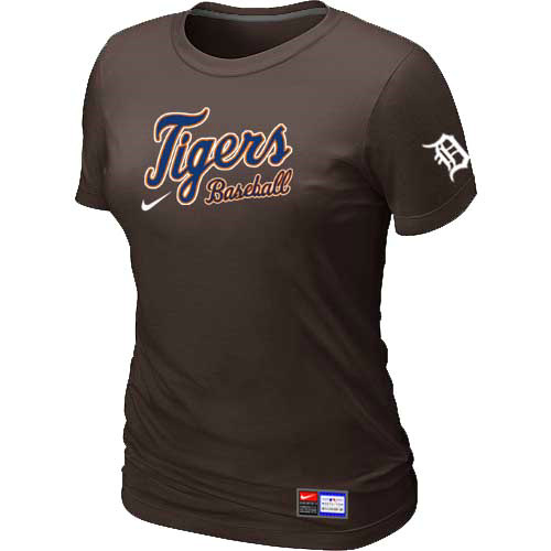 Detroit Tigers Nike Womens Short Sleeve Practice T Shirt Brown
