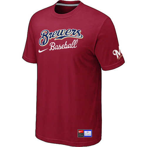 Milwaukee Brewers Nike Short Sleeve Practice T-Shirt Red