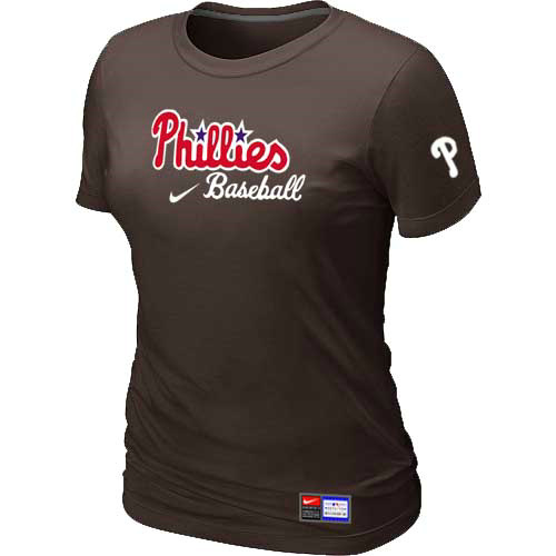 MLB Philadelphia Phillies Heathered Womens Nike Blended T Shirt Brown