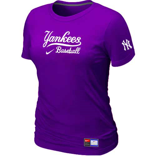 MLB New York Yankees Heathered Nike Womens Blended T Shirt Purple 