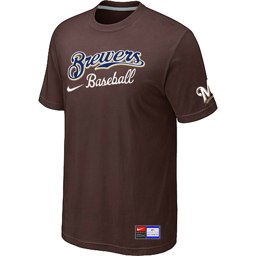 Milwaukee Brewers Nike Short Sleeve Practice T-Shirt Brown