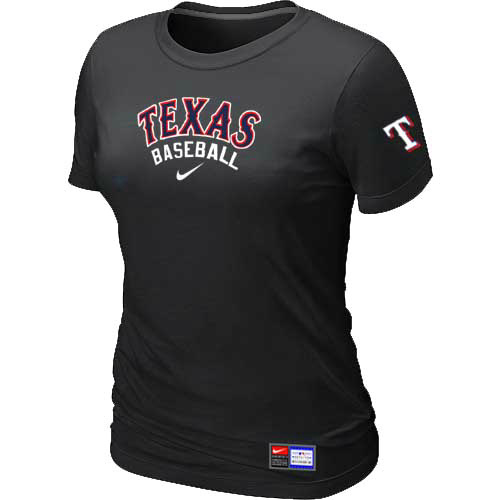 Texas Rangers Nike Womens Short Sleeve Practice T Shirt Black