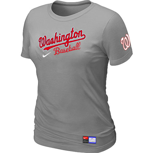 MLB Washington Nationals Nike Womens Short Sleeve Practice T Shirt L-Grey