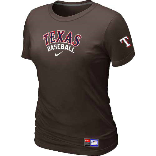 Texas Rangers Nike Womens Short Sleeve Practice T Shirt Brown