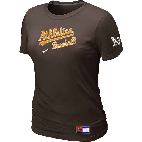 Oakland Athletics Nike Womens Short Sleeve Practice T-Shirt Brown