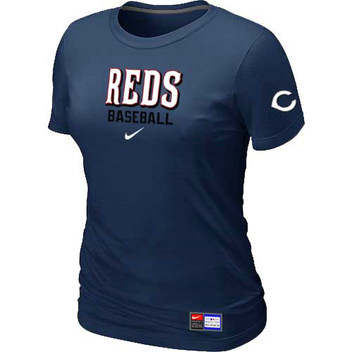 Cincinnati Reds Nike Womens Short Sleeve Practice T Shirt D-Blue
