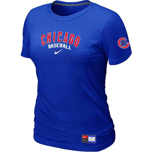 Chicago Cubs Nike Womens Short Sleeve Practice T Shirt Blue