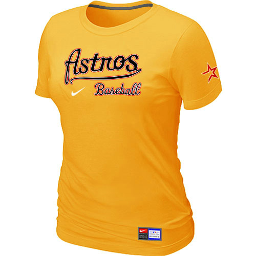 MLB Houston Astros Nike Womens Short Sleeve Practice T Shirt Yellow 
