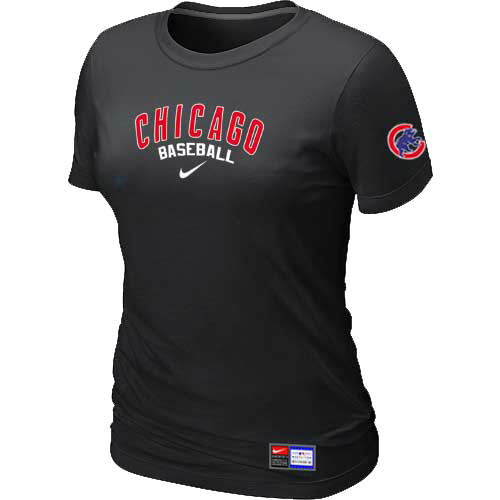 Chicago Cubs Nike Womens Short Sleeve Practice T Shirt Black