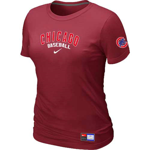 Chicago Cubs Nike Womens Short Sleeve Practice T Shirt Red