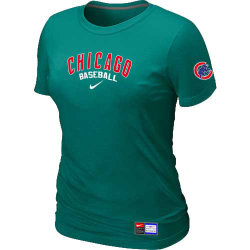 Chicago Cubs Nike Womens Short Sleeve Practice T Shirt -Green