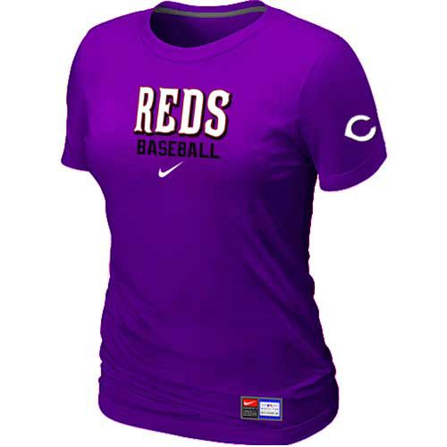 Cincinnati Reds Nike Womens Short Sleeve Practice T Shirt Purple