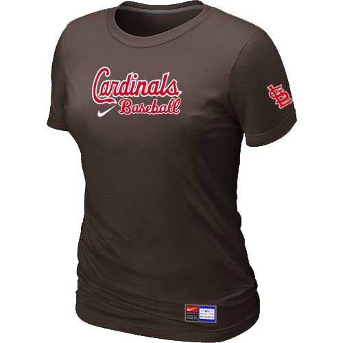 St-Louis Cardinals Nike Womens Short Sleeve Practice T Shirt Brown