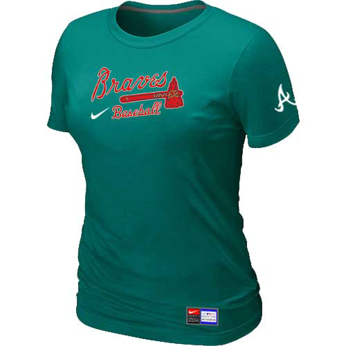 MLB Atlanta Braves Heathered Nike Womens Blended T Shirt L-Green