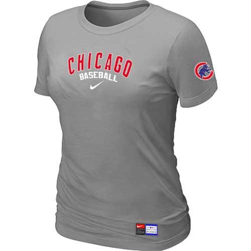 Chicago Cubs Nike Womens Short Sleeve Practice T Shirt L-Grey