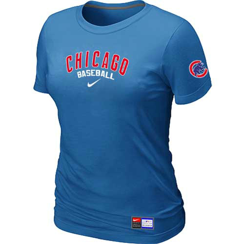 Chicago Cubs Nike Womens Short Sleeve Practice T Shirt L-blue