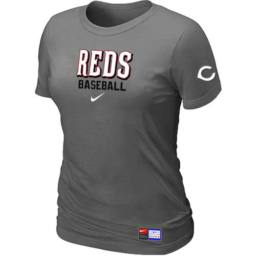 Cincinnati Reds Nike Womens Short Sleeve Practice T Shirt D-Grey