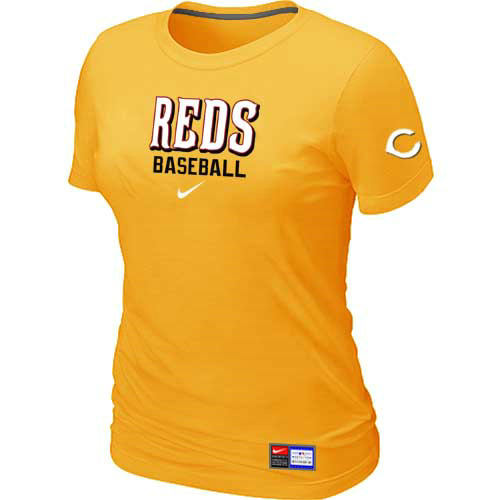 Cincinnati Reds Nike Womens Short Sleeve Practice T Shirt Yellow 