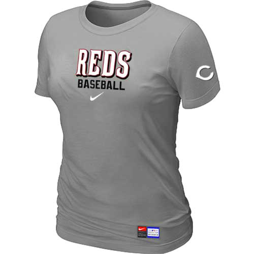 Cincinnati Reds Nike Womens Short Sleeve Practice T Shirt L-Grey