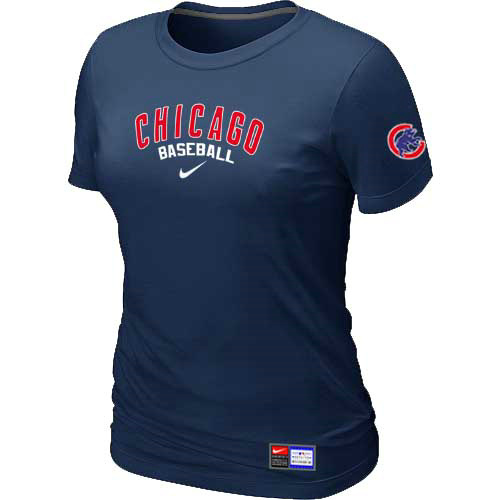 Chicago Cubs Nike Womens Short Sleeve Practice T Shirt D-Blue