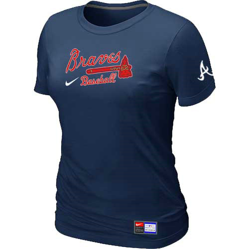 MLB Atlanta Braves Heathered Nike Womens Blended T Shirt D-Blue
