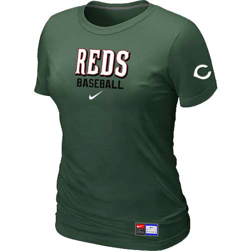 Cincinnati Reds Nike Womens Short Sleeve Practice T Shirt D-Green