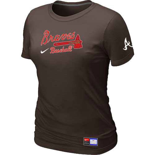 MLB Atlanta Braves Heathered Nike Womens Blended T Shirt Brown