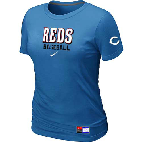 Cincinnati Reds Nike Womens Short Sleeve Practice T Shirt L-blue