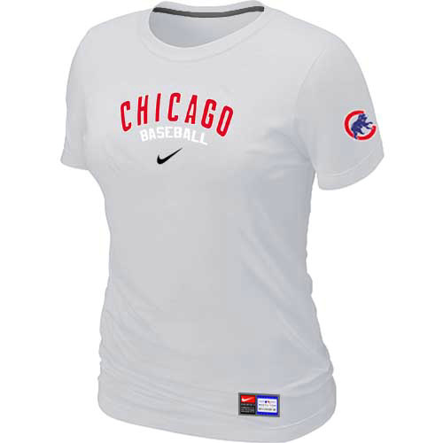 Chicago Cubs Nike Womens Short Sleeve Practice T Shirt White