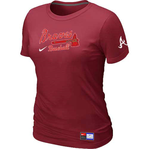 MLB Atlanta Braves Heathered Nike Womens Blended T Shirt Red