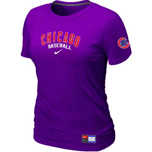 Chicago Cubs Nike Womens Short Sleeve Practice T Shirt Purple