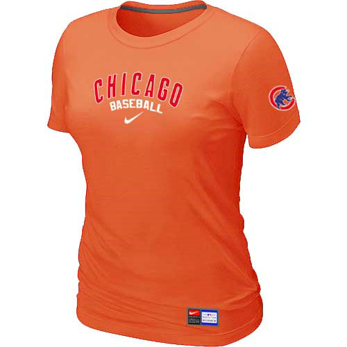 Chicago Cubs Nike Womens Short Sleeve Practice T Shirt Orange