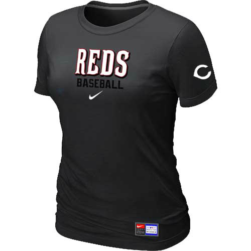 Cincinnati Reds Nike Womens Short Sleeve Practice T Shirt Black