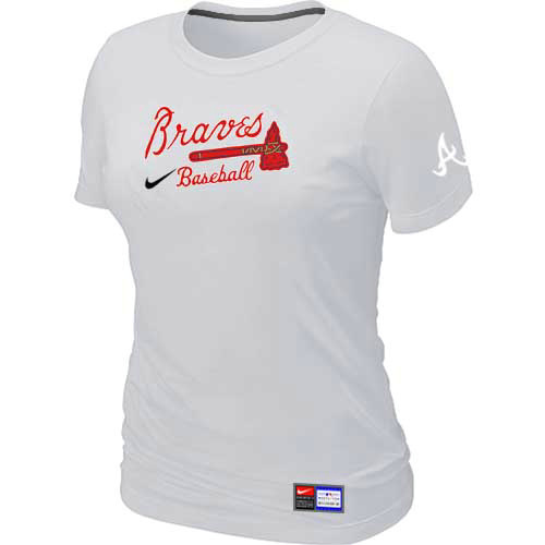 MLB Atlanta Braves Heathered Nike Womens Blended T Shirt White