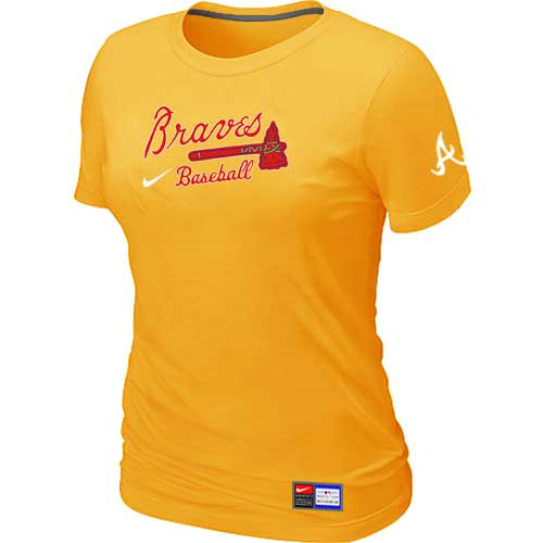 MLB Atlanta Braves Heathered Nike Womens Blended T Shirt Yellow