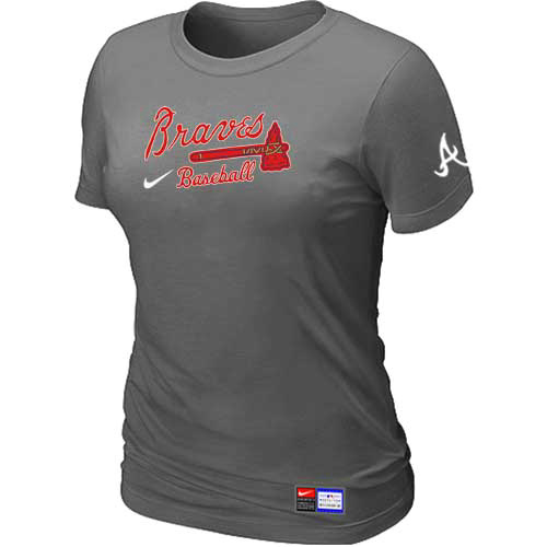 MLB Atlanta Braves Heathered Nike Womens Blended T Shirt D-Grey