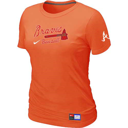 MLB Atlanta Braves Heathered Nike Womens Blended T Shirt Orange